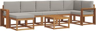 vidaXL Conjunto De Sof&aacute;s De Exterior 8 Uds. Gris Natural Y Claro Vidaxl