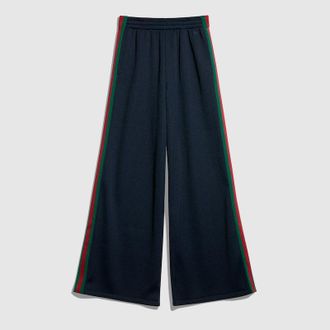 Gucci Rib Cotton Jersey Leisure Pants With Web, Blue