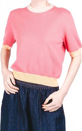 JUMPER 1234 Many Contrast Cashmere T-Shirt In Cosmo Pink Lace Bellini