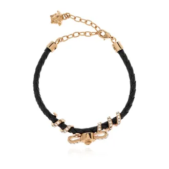 Versace Bracelets, female, Black, Size: ONE SIZE Medusa 95 Crystal Leather Bracelet
