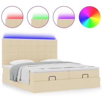 vidaXL Estructura De Cama Otomana Con Colchones Tela Crema 180x200cm Vidaxl