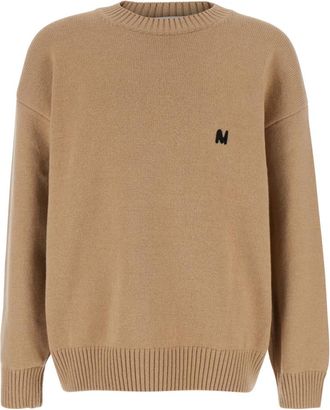Msgm Beige Crew Neck Sweater