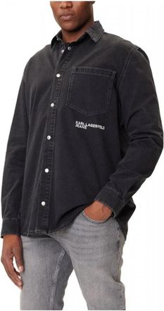 Karl Lagerfeld Denim Overhemd - Heren - Spijkeroverhemden - Zwart - M - Denim - Overhemden