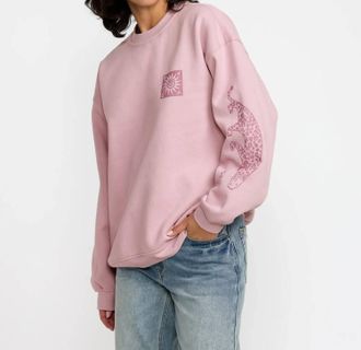 Rvca Womens Baggie Boyfriend Crew Sweater In Llc-Lush Lilac