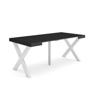 Skraut Home Mesa Consola Extensible, Mesa Comedor Plegable, 180, Para 8 Comensales, Patas Madera Maciza, Estilo Moderno, Negro - Skraut Home