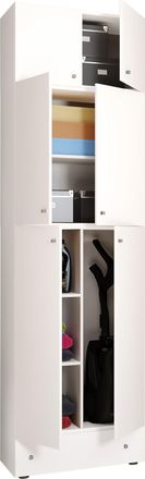 ebuy24 Vcm Gabinete De Escoba De Madera 6 Compartimentos Dimensiones: Al. 240 X An. 70 X T. 39 Cm Gabinete Para El Hogar Armario Multiusos Adjunto Con 2 Puer