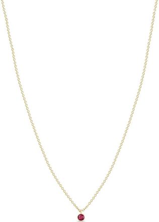 Zo&euml; Chicco 14K Gold Bezel Birthstone Necklace in Yellow Gold/Ruby at Nordstrom, Size 16 In