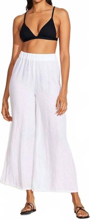 Vitamin A Tallows Linen Wide Leg Pant In White