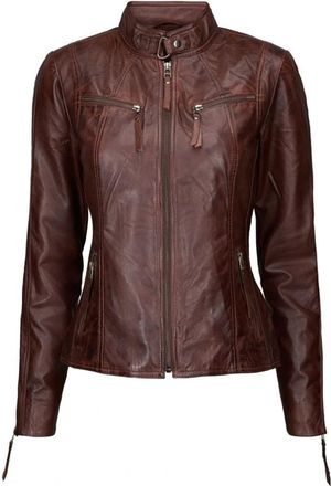 BTF-CPH Antiekbruine Bikerjas - Dames - Leren en Su&egrave;de Jassen - Bruin - M - Leer - Jassen