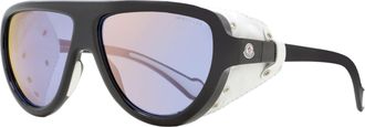 Moncler Unisex Shield Sunglasses ML0089 01C Black/White Leather 57mm