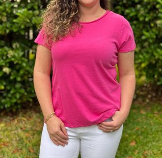Hatley Braided Neck Tee In Fuchsia