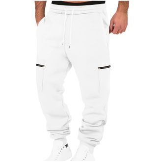 Generic KUIH Jogging Pants for Men Tracksuit Bottoms Sweatpants Cuffed Gym Trousers Casual Mens Joggers with Zip Pockets Workwear Elasticated Waisted Open Hem