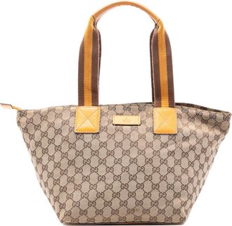 Gucci Pre-owned Womens Gg Canvas Web Tote - Tan Textile - One Size