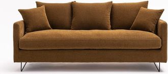 DRAWER Sofá de 3 plazas en tela con patas metálicas negras - Bronce