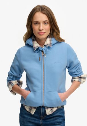 Superdry Kapuzensweatjacke SUPERDRY Essential Logo Ziphood Hb, Damen, Gr. XXL, blaubell, Sweatware, Obermaterial: 70% Baumwolle, 30% Polyester, unifarben, norm