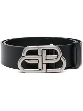 Balenciaga extra large BB leather belt - men - Calf Leather - 75 - Black