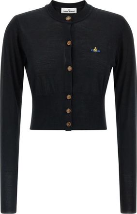 Vivienne Westwood Bea Cropped Cardigan - Dames - Vesten - Zwart - S - Katoen - Truien & Vesten
