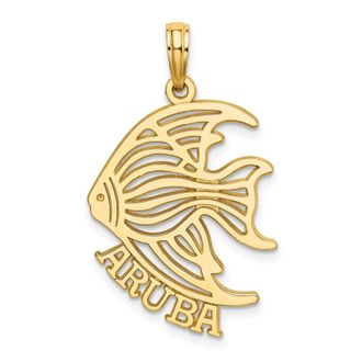 Diamond2Deal 14k Yellow Gold Polished Cut-Out ARUBA Under Angelfish Charm