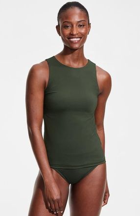 Lands End Plus Size DD-Cup Chlorine Resistant Square Neck Underwire Tankini Top Swimsuit Adjustable St in Rich Olive Green at Nordstrom, Size 12