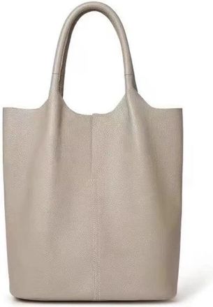 Generic Compatible For Large Soft Shopper, Set Bag, Female 100% Real Leather Tote, Women Genuine Shoulder Commute(Khaki)
