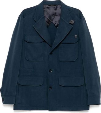 Brioni Light Jackets, male, Blue, L, Navy Blue Safari Jacket