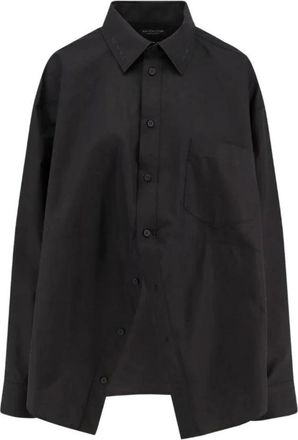 Balenciaga Cotton Poplin Shirt - Dames - Overhemden - Zwart - S - Katoen - Overhemden