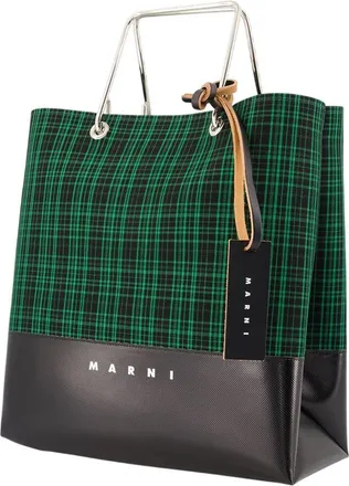 Marni Mens Small Shopper Bag - Marni Wool Green Totes-Shopping-Bags