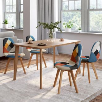 IDMarket Idmarket - Juego De 4 Sillas Escandinavas Sara Con Motivos De Patchwork Multicolor
