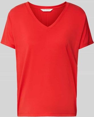 Moss Copenhagen T-Shirt mit V-Ausschnitt Modell Fenya in Rot, Gr&ouml;&szlig;e XS/S