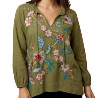 Johnny Was Malaya Field Blouse In Moss