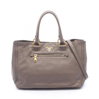 Prada Beige Leather Handbag Tote Bag (Pre-Owned)