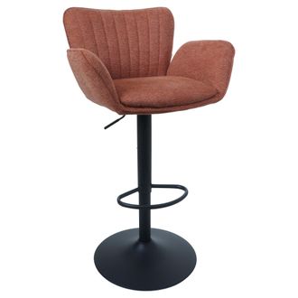 Hhg Taburete De Bar Hhg-098, Silla Giratoria De Bar, Con Reposabrazos Y Reposapi&eacute;s Giratorio, Tela/tejido, Hierro, Mvg, Base Terracota, Patas Negras