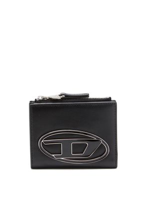 Diesel Small leather wallet with logo plaque - Small Wallets - Woman - Black