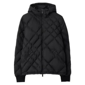 Burberry Check-stitch Nylon Doversgreen Puffer Jacket, Size Medium