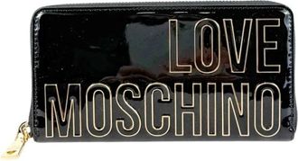 Love Moschino Pu Lucido Portafogli Grande Zip Around - Dames - Portefeuilles - Zwart - ONE Size - Accessoires