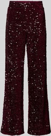 Pieces Weite Hose mit Paillettenbesatz Modell KAM in Bordeaux, Größe XS