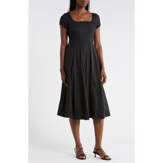 Ellen Tracy Poplin Cap Sleeve Dress in Black at Nordstrom Rack, Size X-Large