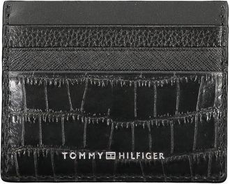Tommy Hilfiger Leren Portemonnee met Kaarthouder - Heren - Portefeuilles - Zwart - ONE Size - Leer - Accessoires