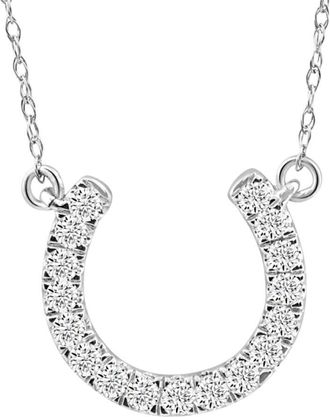 Pompeii3 3/8Ct Natural Diamond Horseshoe Pendant Womens Necklace White Gold 18