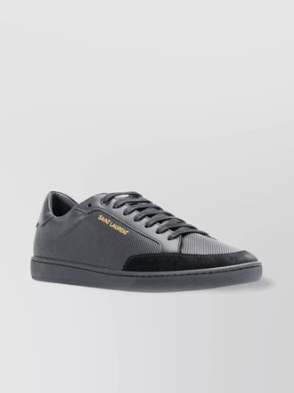 Saint Laurent leather sneakers with almond toe and perforated style