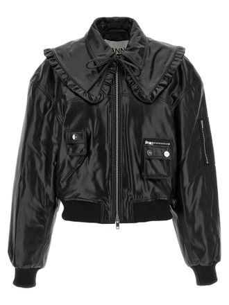 Ganni Ganni Leather Womens Bomber