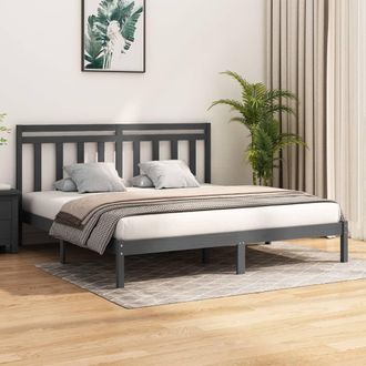 vidaXL Vidaxl - Estructura De Cama De Madera Maciza De Pino Gris 200x200 Cm