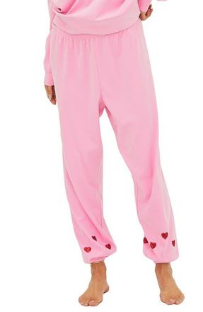 Beach Riot Georgie Sequin Heart Sweatpants in Lovely Pink at Nordstrom, Size X-Large