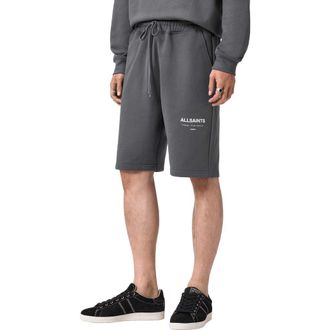 AllSaints Underground Relaxed Fit Organic Cotton Sweat Shorts in Dark Steel Blue at Nordstrom, Size Xx-Large