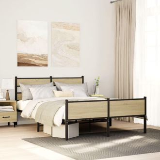 Berkfield Home Metal Bed Frame without Mattress Sonoma Oak 160x200 cm in Brown