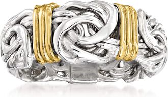 Ross-Simons Sterling Silver and 14kt Yellow Gold Byzantine Station Ring