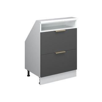 Vicco Armario De Cocina Para Techo Inclinado R-line, Antracita-oro/blanco, 60 Cm Con 2 Cajones, Vicco