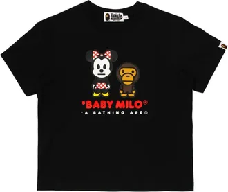 A Bathing Ape (WMNS) A Bathing Ape x Disney Minnie Mouse Baby Milo Relaxed Mini T-Shirt Black 0ZXTEW901092Q-BLK