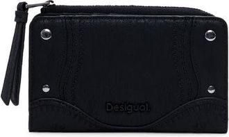 Desigual Medium Embroidered Faux Leather Bifold Wallet in Black at Nordstrom