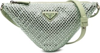 Prada Pre-owned Womens Satin Crystal Embellished Triangle Pouch - Light Blue Textile - One Size